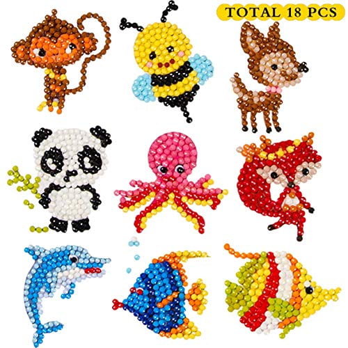 18Pcs 5D DIY Diamond Painting Kits for Kids and Adult Beginners Handmade DIY Diamond Painting Kits Ocean Sea Animal Mosaics Stickers Gift for Kids